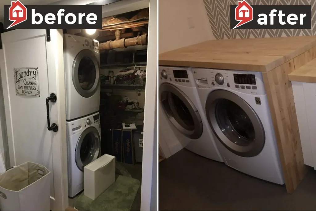 Clean & Bright Remodeled Basement Laundry Room