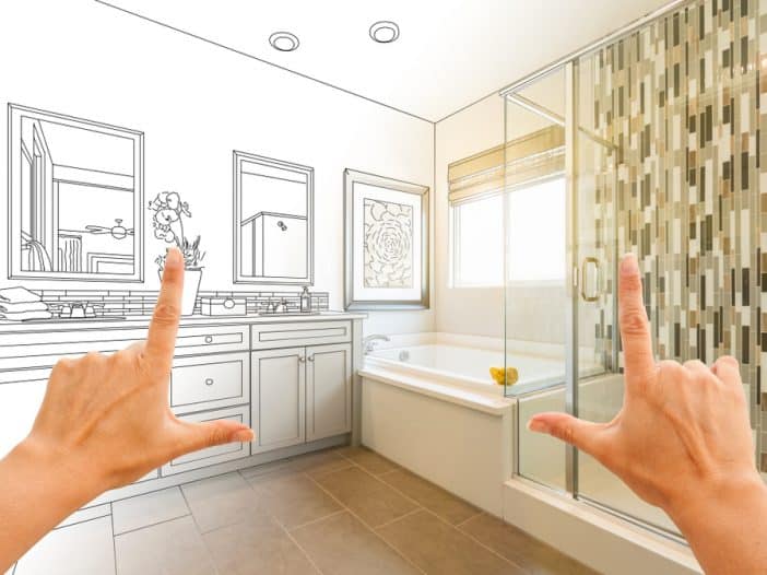 Modern bathroom remodel with updated tile, vanity, and fixtures