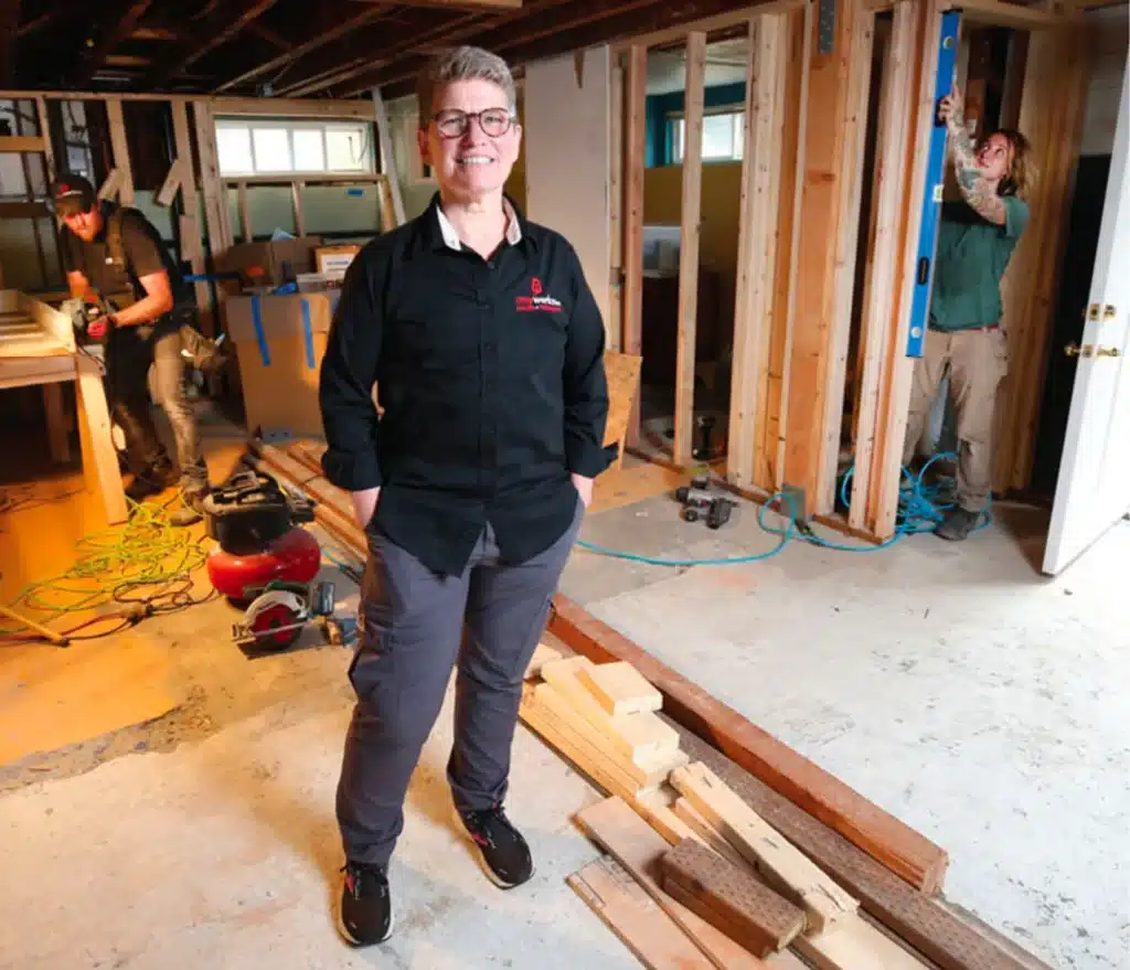 Amy Ecklund from AmyWorks working on a home improvement project