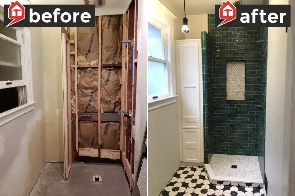 Tiled Shower Addition and Cabinets