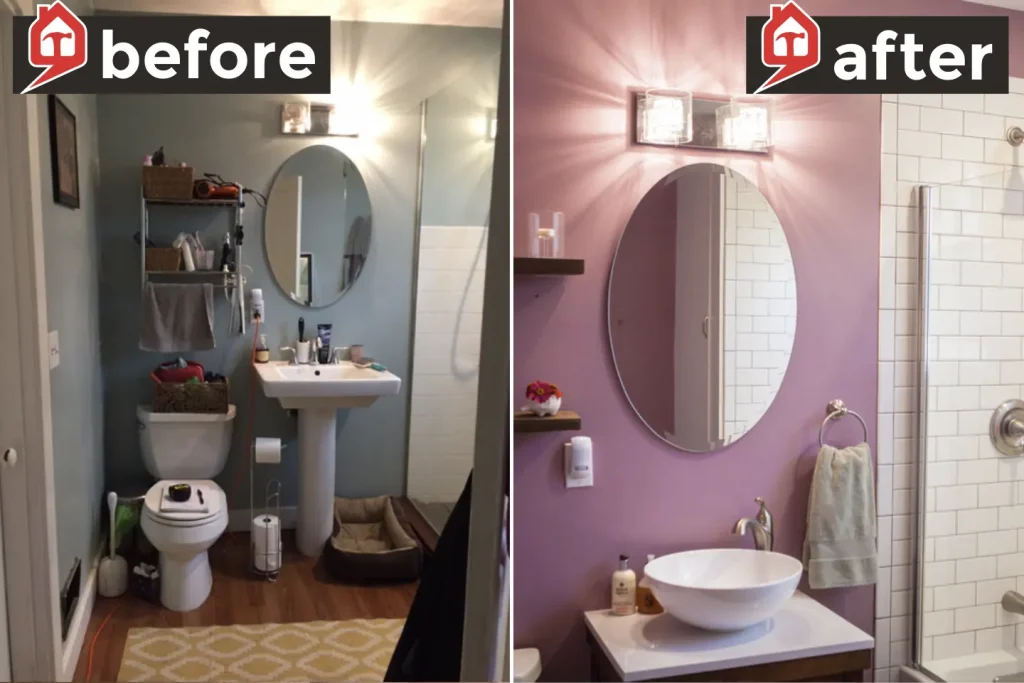 Small Bathroom Reno is Pretty in Pink