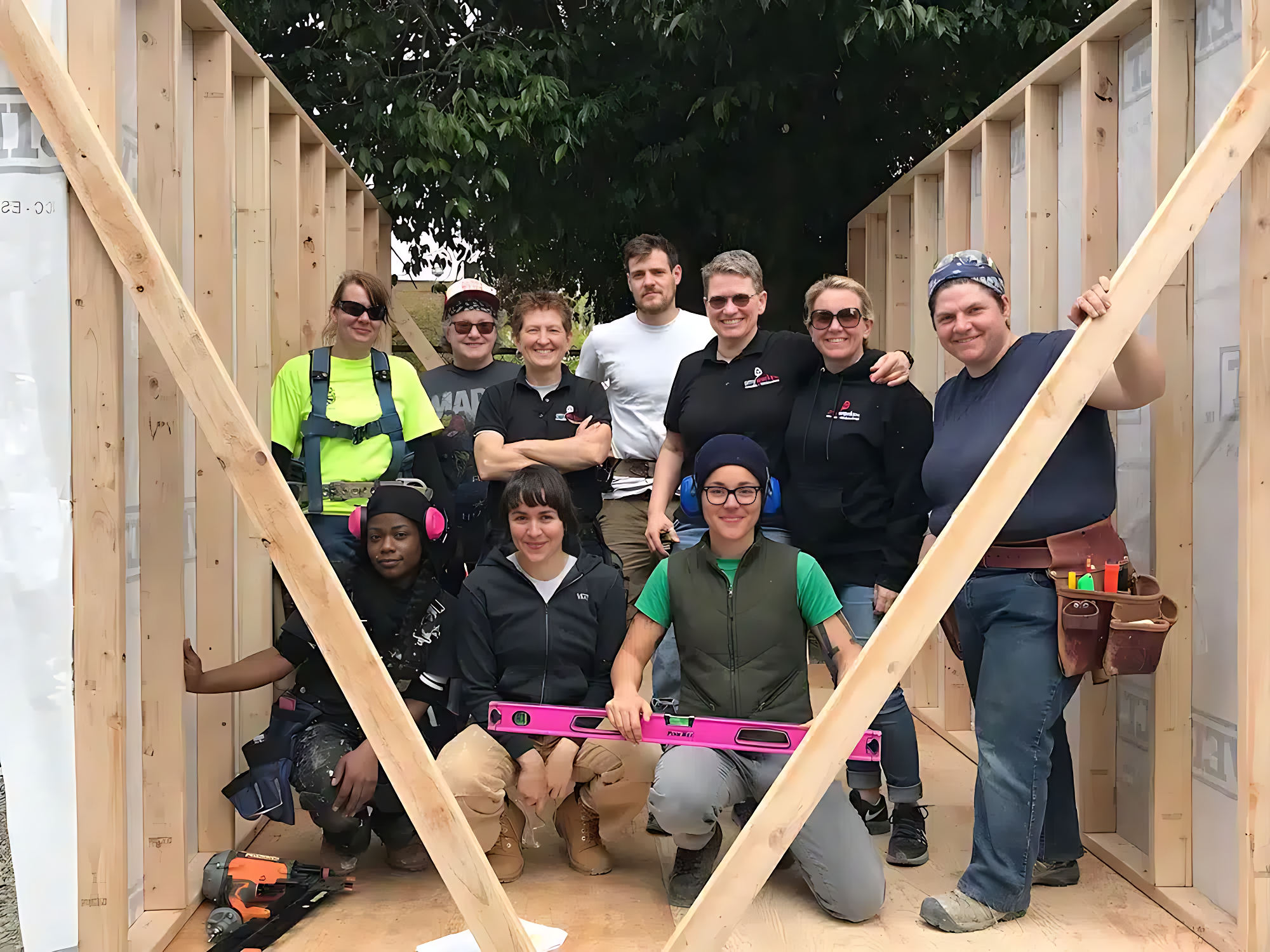 The AmyWorks team (with friends & family) built a tiny home for The Village, a tiny house community for women experiencing homelessness