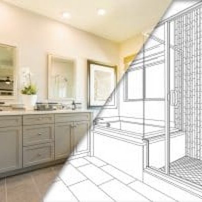 3D model imaginations of the construction of bathroom brggining and final design