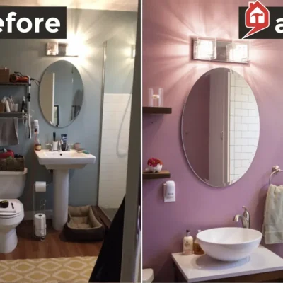 Small Bathroom Reno is Pretty in Pink